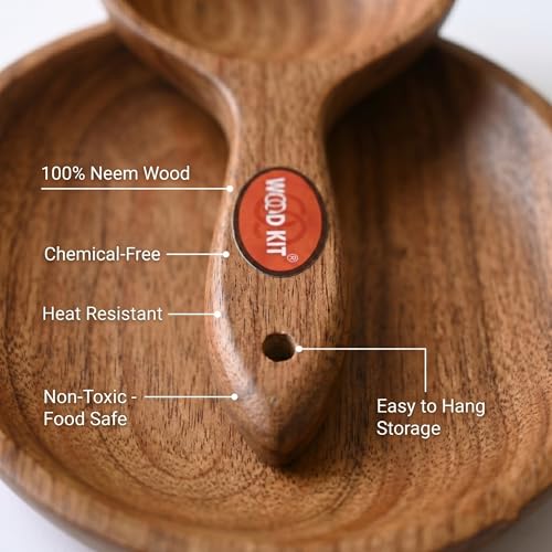 Image of Neem Wood Ragi Mudde Shaper | Traditional Ragi Sangati Maker & Millet Ball Ladle | Heat Resistant & Ergonomic 10 inch Design | Eco-Friendly, Non-Toxic & Antibacterial Brown 24.5 cm
