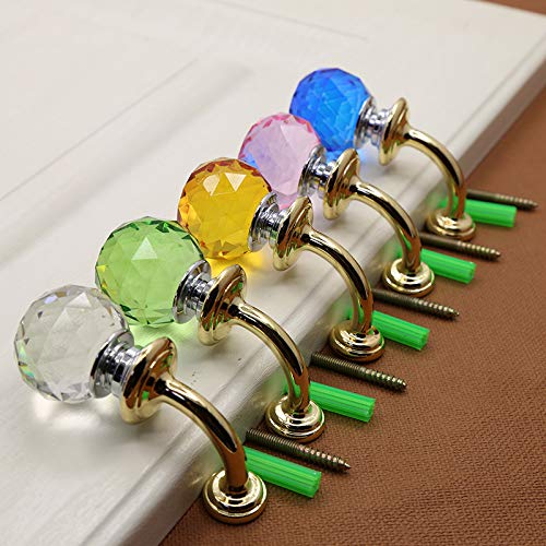 Wall Mounted Coat Rack Hooks - Crystal Ball Design Zinc Alloy Hangers For Home Decor