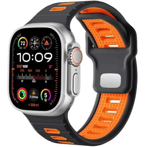 Bracelet silicone Apple Watch Ultra pour le sport et le bureau, style homme robuste 49-45mm
