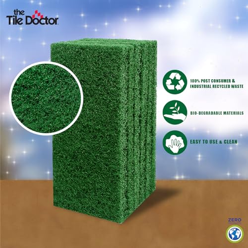 Image of Scrub Doctor 6-Pack of 10 x 4.5 x 1 in. Large Green Scrub Pads and Scrub Pad Holder Scrub-HLD-L-GRN-6, Heavy-Duty Scrubbing Pads for Boat and Automotive Surfaces, Dishes, Kitchens, and Paint Scuffing