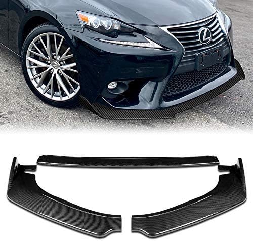 3PCS Front Bumper Lip Kit fit for compatible with 2014-2016 Lexus IS Base, Sport-Style Splitter Trim Protection Spoiler, Air-Dam-Chin-Diffuser (Carbon Look)