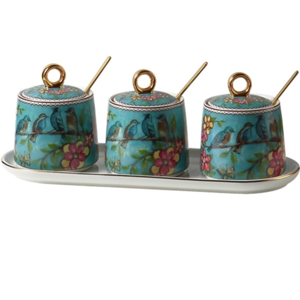 Gewürze Aufbewahrung Küchen-Gewürztopf-Set, Keramik-Gewürz-Aufbewahrungsbox, Gewürzglas, Gewürzbox Gewurzglaeser Gewürzglas(A,3Pieces)
