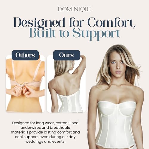 Image of Dominique Women's Backless Strapless Juliette Satin Longline Bustier Bridal Bra #8950 - Full Support- Lingerie for women