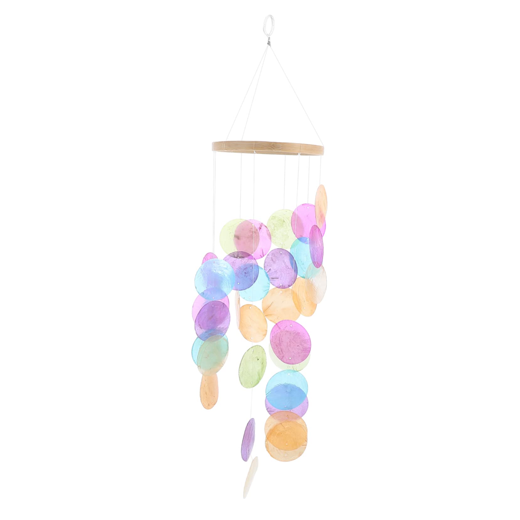 Carillons éoliens en coquillage pour terrasse | Décoration extérieure en bambou coloré