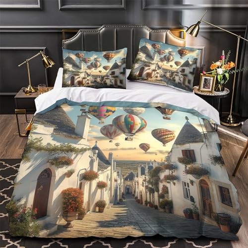 Housse de couette 200x200 montgolfière 3D en microfibre premium super douce - 2