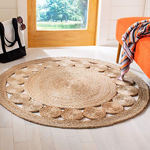 Safavieh Natural Fiber Collection NFB247A Hand-woven Jute Area Rug, 4' Round, Natural