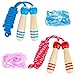 ProChosen 2 Stück 200CM Verstellbares Springseil Kinder mit Holzgriff und Baumwollseil 2 Springseil Gummiseile, Geeignet für Jungen und Mädchen Fitnessübungen, Outdoor-Freizeitsport (blau und rot)