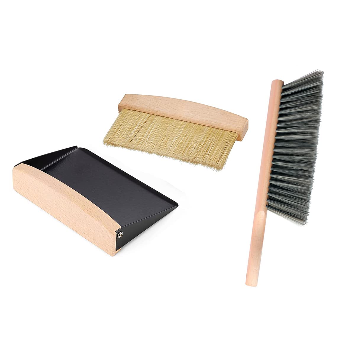 Mini Dustpan and Hand Brush Set Soft Bristle for Countertop Fireplace