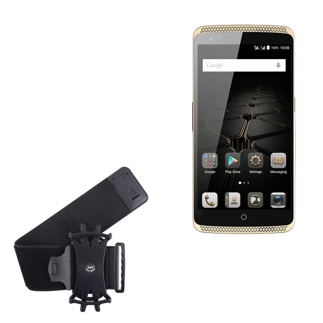 BoxWave Holster Compatible with ZTE Prelude 2 - ActiveStretch Sport Armband, Adjustable Armband for Workout and Running - Jet Black