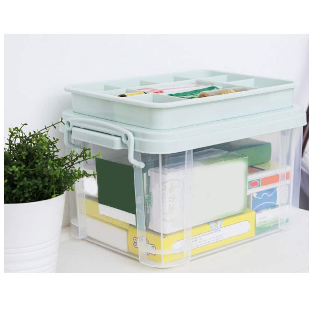 Botiquín de primeros auxilios familiar, botiquín portátil, botiquín de primeros auxilios transparente, caja de almacenamiento de medicamentos, caja de medicamentos de gran capacidad con band