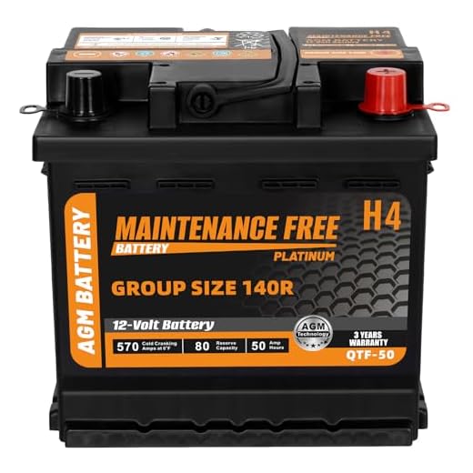 1AUTODEPOT BCI Group 140R Car Battery, 12V 50Ah Automotive Battery Premium Maintenance Free AGM Batteries, 570CCA, 80RC, 36 Months Warranty