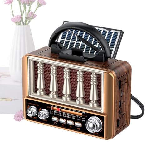 Krmoau Radio Vintage - Altavoz Am/FM Recargable por USB,Receptor Exterior Portátil,para Adultos Mayores Hogar Oficina Mesa Interior Jardín Camping Supervivencia