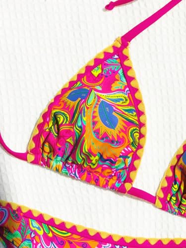 COZYEASE Women's Bikini Sets 2 Piece Halter Triangle Allover Print Swimsuit Set Boho Knot Side Bathing Suit Set3