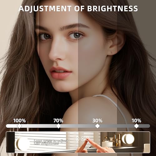Image of Vanity Mirror with Lights Lighted Makeup Mirror with Dimmable LED Bulbs,3 Color Lighting Modes,USB Charging Port Touch Control,Sturdy Metal Frame Design,Black (50x40cm, 4.70)
