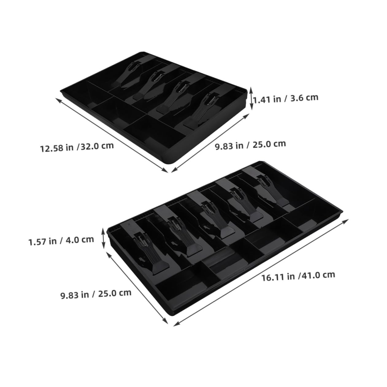2 Pezzi Organizer Scrivania con Vassoi e Scomparti Multipli Cassetto Contanti con Clip per Banconote e Monete Versatile per Soldi e Accessori Design Resistente e Funzionale