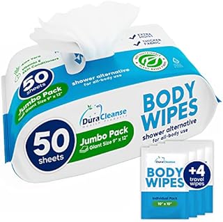 XL Body Wipes (50 Count) + 4 Travel Bath Wipes - 9