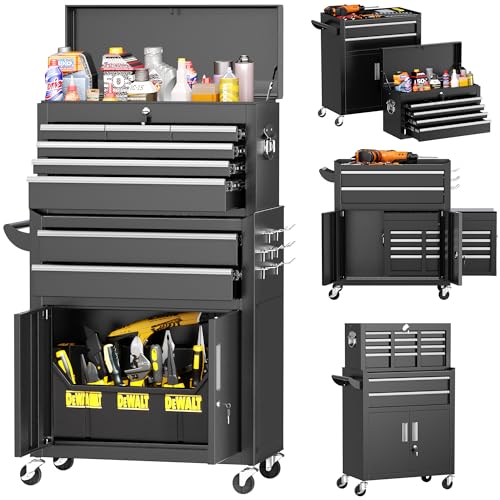 INTERGREAT 8-Drawers Rolling Tool Chest, Assembled Tool Chest with Wheels,
