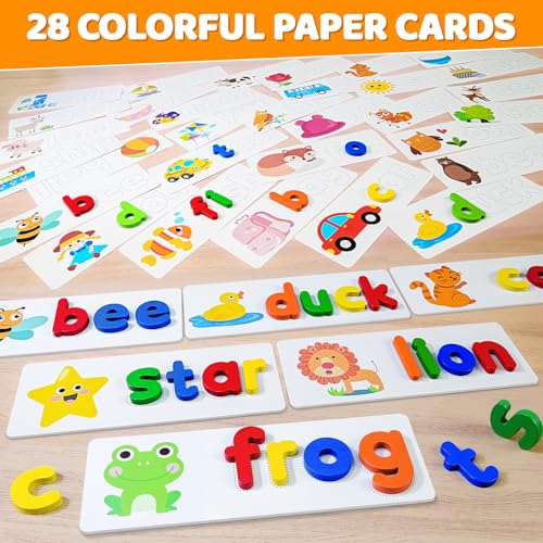BEESTECH Alphabet ABC Learning Educational Toys for 3 4 5 Years Old Boys Girls, Wooden Puzzle Flash Cards Preschool Activity Letter Matching Games for Kids Toddlers - Image 5