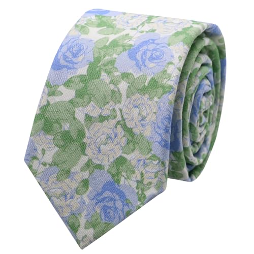 Image of Floral Ties Skinny Tie for Men, Cotton Mens Neckties for Weddings | 2.56'', floral, slim, soft and comfortable, men's neckties for casual, business, party, daily, dating