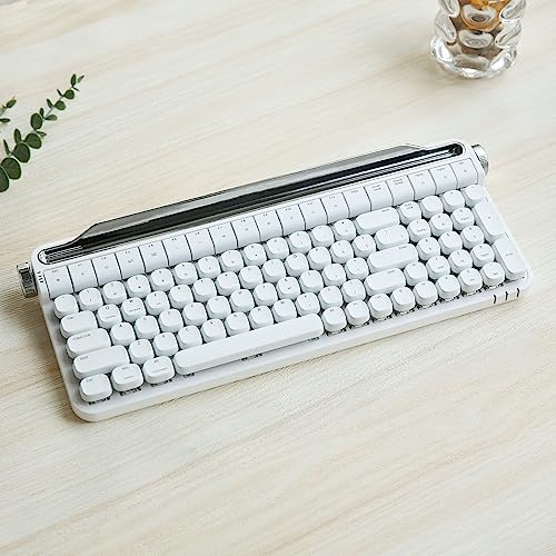 Yunzii B705 Retro Typewriter Keyboard, 100-Key Bluetooth&Wired Hot Swap Mechanical Gaming Keyboard, Round Keys, Rotary Knob, Integrated Stand For Windows/Mac(Gateron Brown Switch With Rgb, White) #TOP6
