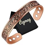 Cigmag 9X Mens Copper Bracelet Ultra Strength Magnet 99% Solid Pure Copper Magnetic Bracelets for men Adjustable Cuff Bangles with Present Box (Classic Viking)