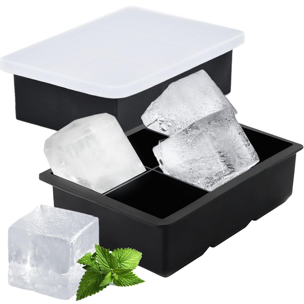 Belegao 2PCS Ice Cube Tray with Lid Silicone Freezer Moulds BPA-Free Large