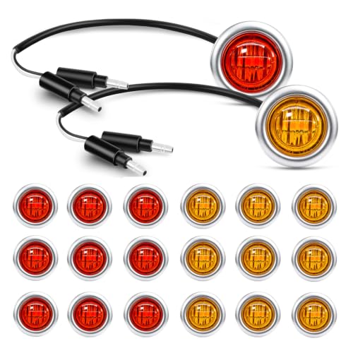 Image of Nilight 3 /4 inch Round Marker Lights 20PCS Amber Red Bullet Clearance Light
