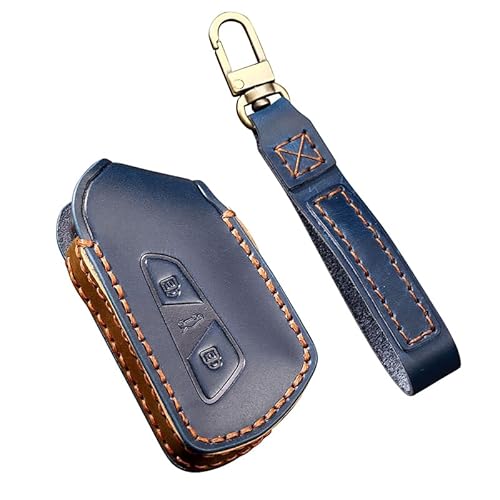 ontto Étui de clé de Voiture en Cuir pour VW ID.3 ID.4 Golf 8 Seat Leon MK 4 Tarraco Ateca Skoda Octavia 2020 Bleu