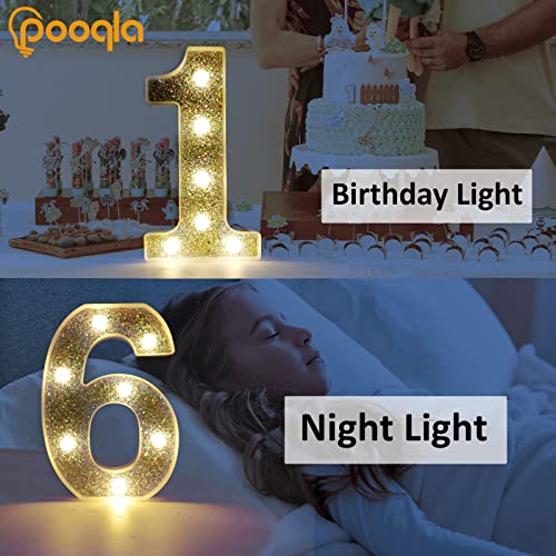 Image of Pooqla Marquee Light up Numbers, Lighted Numbers for 6th Birthday Decorations, Night Light Battery Powered for Silver Party Decorations, Gift for Boys Girls Christmas Wedding Home Room Decoration