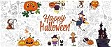 Halloween Mal-Tischdecke für Kinder 183 x 76 cm, Ausmal-Tischdecke Papier, “Malen Sie Ihre eigene“ Halloween Deko Bastelset für Party & Familienaktivität