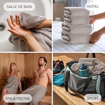 TODAY Lot De 2 Serviettes De Bain 50x100 Cm + 2 Draps De Bain 70x130 Cm