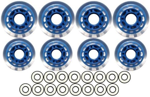 Player's Choice Roller Hockey Wheels HILO SET 76mm 80mm Soft Blue Inline Skate ABEC 9 Bearings
