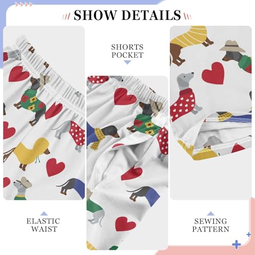 Dachshund Dog Love Heart Boys Long Pants Soft Trousers Elastic Waist Kids Lounge Bottoms with Pockets S-XL4