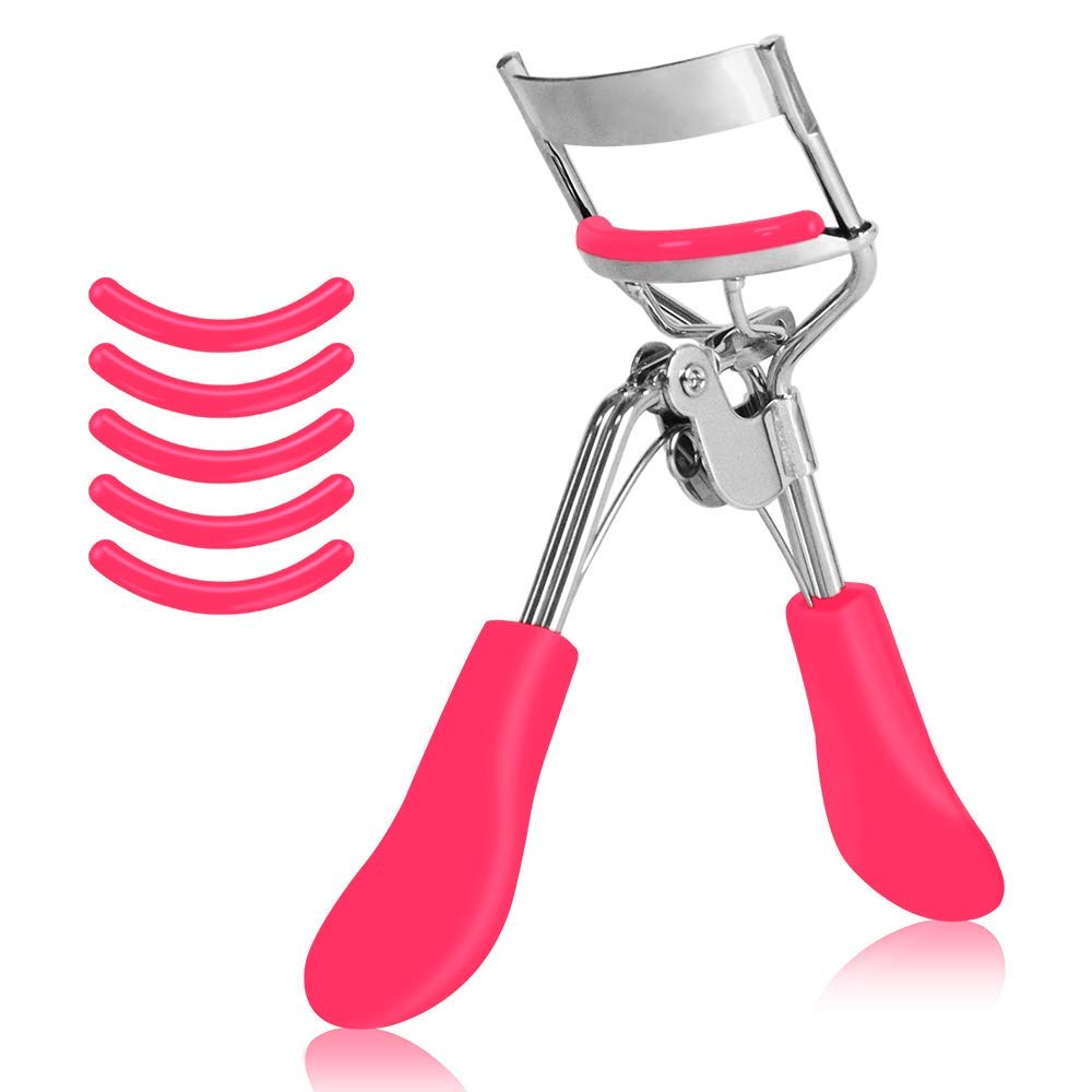 M&U Beauty Eyelash Curler With Special Curved Design To Suit All Eye Shapes For Lashes That Appear Longer and More Voluminous - Bright Pink