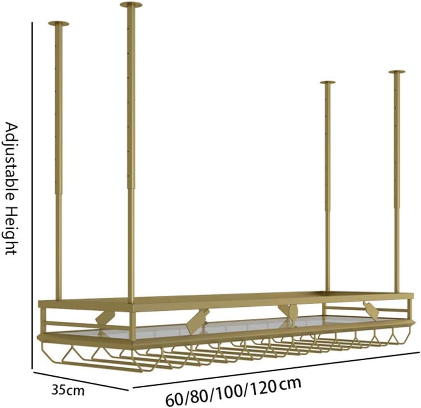 All Mounted Rack for Bar Restaurant, Hanging Stemare Holder, Upside Don Bottle Holder, Hanging Ceiling Shelf Decor, 80cm x 35cm, 80cm x 35cm (60cm) x 35 cm (100 cm x 35 cm) vis