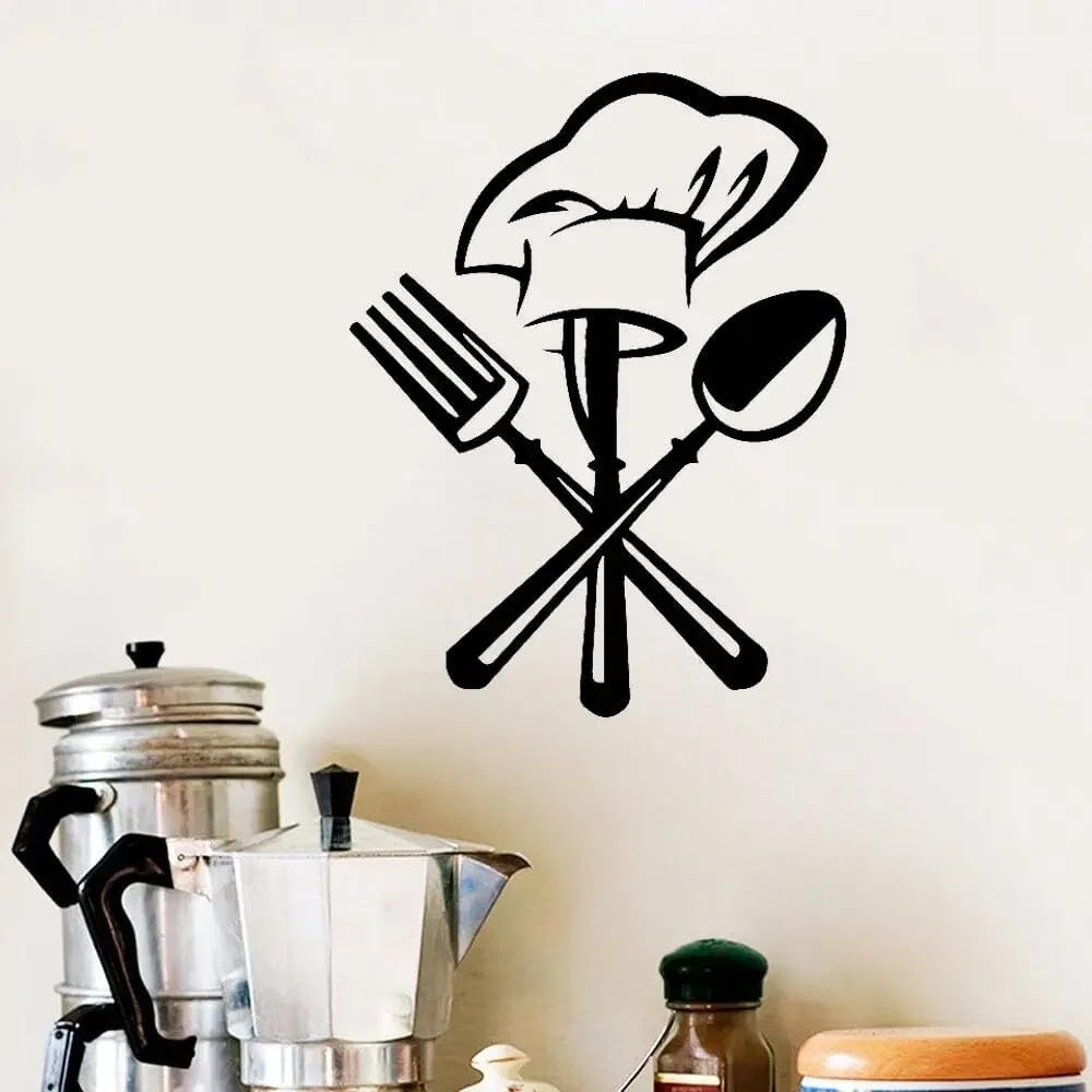 Kitchen Wall Sticker Dinning Room Decoration Cooking Vinyl Decals Restaurant Stickers Cooker Tableware Decal Spoon Fork 28x36cm