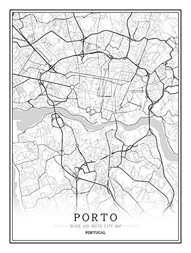 Feidazh Impresión en Lienzo Portugal Oporto Cuadro en Lienzo Modernos Mapa de...