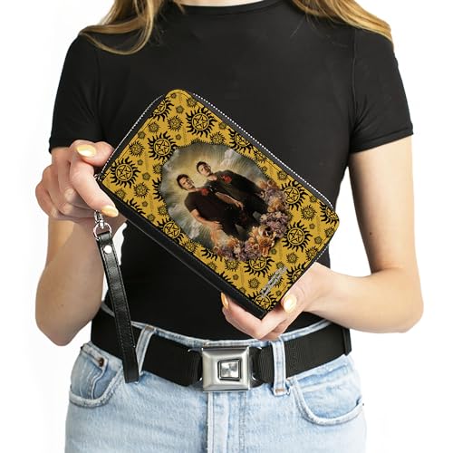 Buckle-Down Supernatural Wallet, Zip Around, Supernatural Winchester Brothers Saints and Sinners Yellow, Vegan Leather4