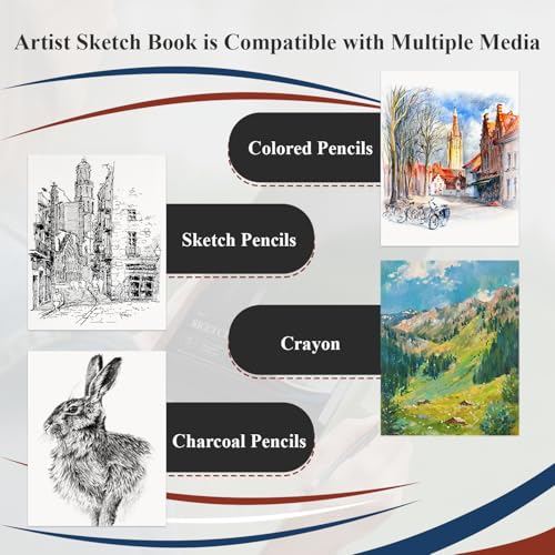 Carnet de croquis pour adultes et adolescents avec papier à dessin pour fournitures d'art - 8