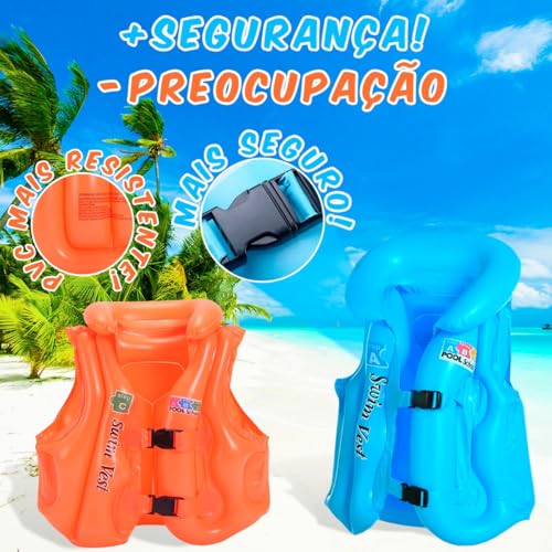 Boia Infantil Colete Salva Vidas Inflável Com Trava Praia Piscina Criança Segura (Amarelo, G)