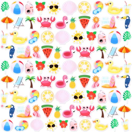 Image of 120 Pcs Summer Beach Pins Bulk Lapel Acrylic Pin Women Backpack Brooch Colorful Pins Gifts for Party Decoration
