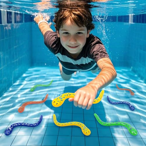 Image of 4Pcs Pool Diving Toys for Kids - Eels Snake Diving Toys Underwater Swimming Pool Accessories, Swimming Pool Games for Kids Adult Diving