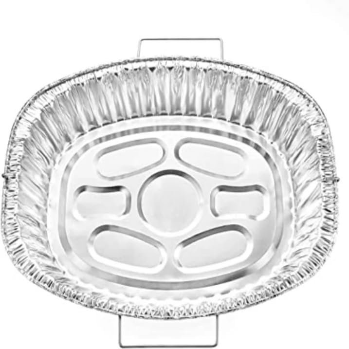 Nicole Fantini's 18.25"L X 13"W X 3.5"D Oval Heavy Duty Disposable Aluminum Foil Rack Roaster with Handle :Perfect for Baking and Roasting : 25 Count