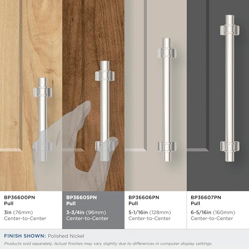Image of Amerock BP36605PN | Davenport 3-3 /4 inch (96mm) Center-to-Center Polished Nickel Cabinet Pull | Kitchen Cabinet Hardware | Furniture Hardware | Drawer Handle