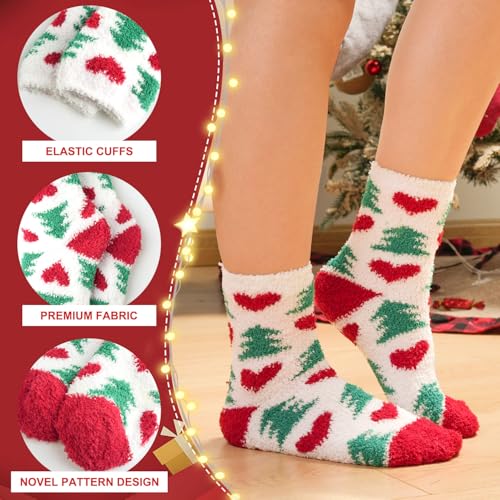 Image of Toes Home Fuzzy Socks for Women, 6 Pairs Cozy Winter Fluffy Slipper Socks