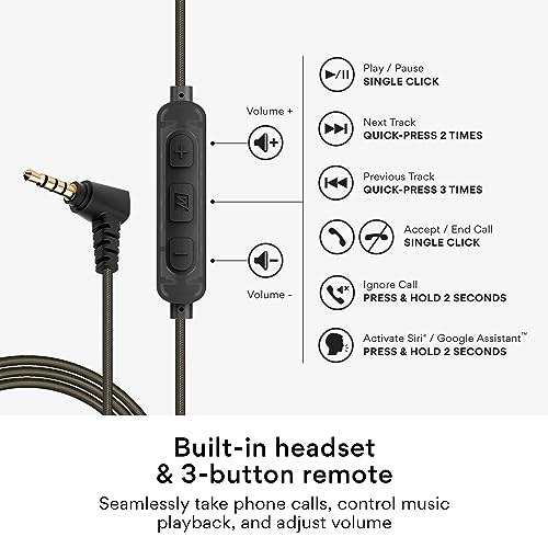 Image of MEE Audio M6 Sport Wired Earbuds, in Ear Headphones, 3-Button Remote, Sweatproof Earphones for Running /Gym /Workouts with Memory Wire Earhooks, Headset Microphone, 3.5mm Jack Plug (Black)