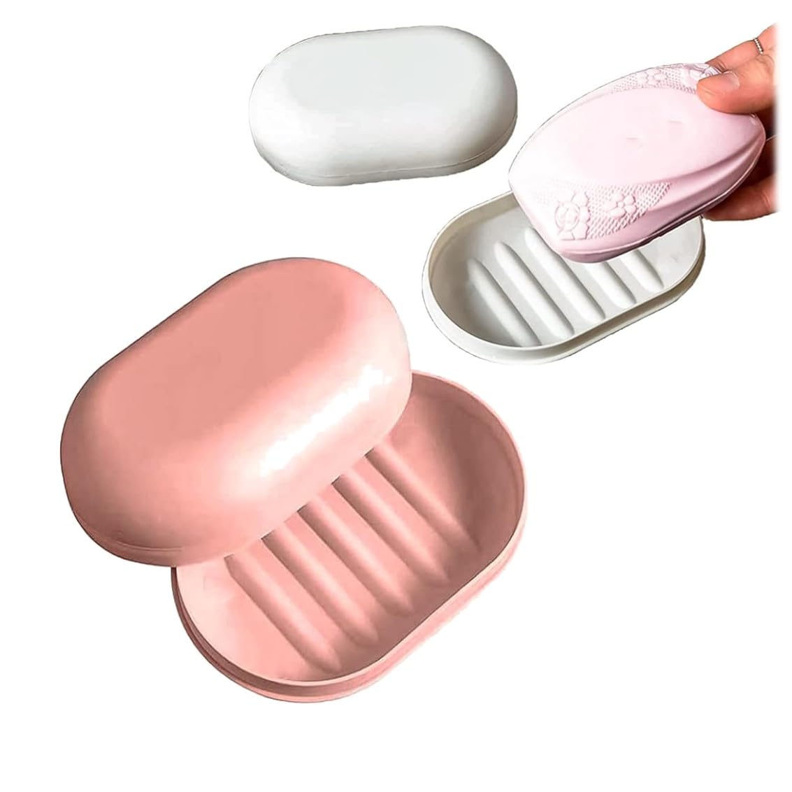 Yelschwa Soap Dish With Lid Travel Portable Waterproof And Leak Proof Shower Plastic Shower Soap Box Soap Container Soap Drainer Dish For Gym Camp Travel Bathroom (Pink)
