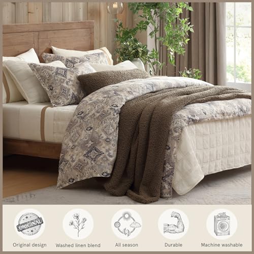Image of HiEnd Accents Velazquez Soft Washed Linen 3 Piece King Comforter Set