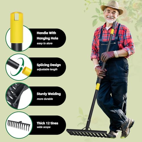 Rastrillo de Jardín Resistente con Mango Largo 74" miniatura 7