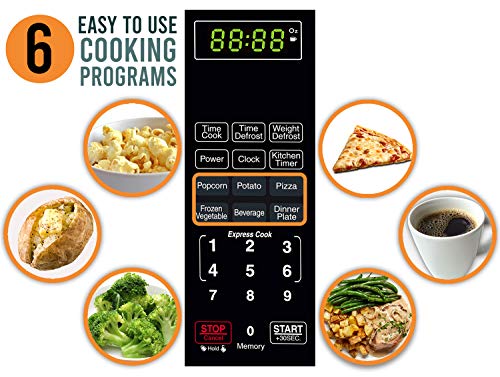 Farberware Countertop Microwave 1000 Watts, 1.1 Cu Ft - Microwave Oven With Led Lighting And Child Lock - Perfect For Apartments And Dorms - Easy Clean Black Stainless Steel #TOP6